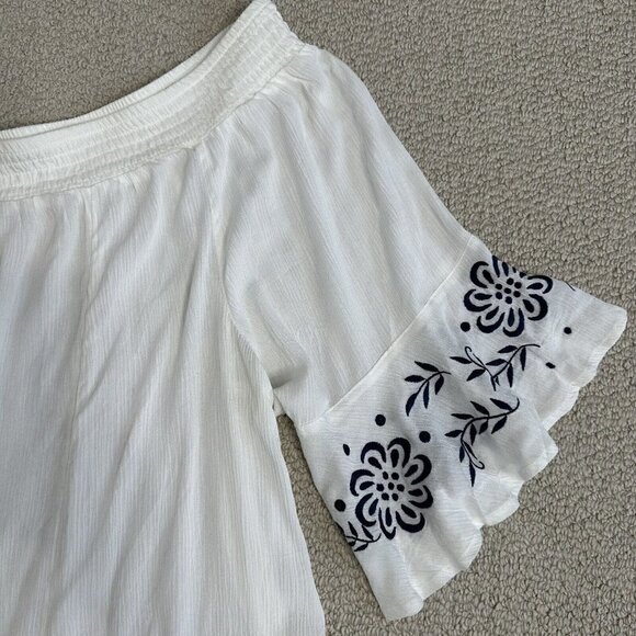 Torrid Blouse Gauze Floral Embroidered Off-Shoulder Size 4X Boho - Picture 4 of 10